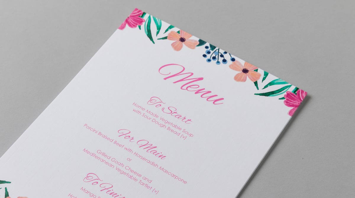 Flat Wedding Menus